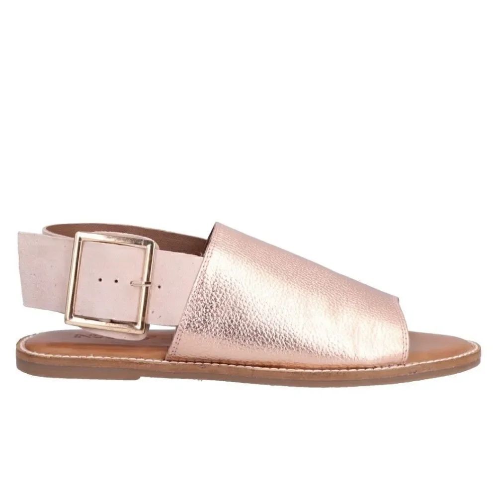 INUOVO Leather Slides Sandal ROSE GOLD Glossy size 37